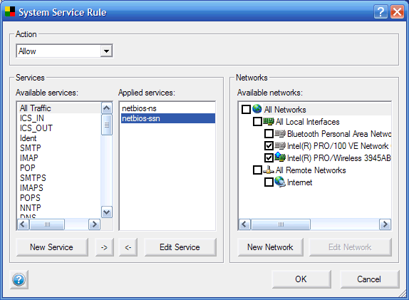 Network availability settings